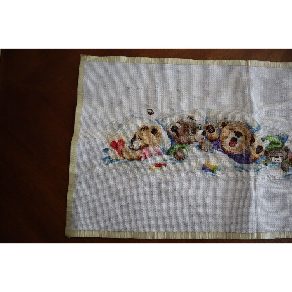 Finished Janlynn Counted Cross Stitch 19"X7"-Sleepy Bears #195-0601 Complete - Picture 8 of 10